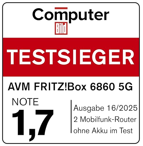 FRITZ!Box 6860 5G Router – WiFi 6 bis zu 3000 MBit/s, PoE+, DECT-Basis