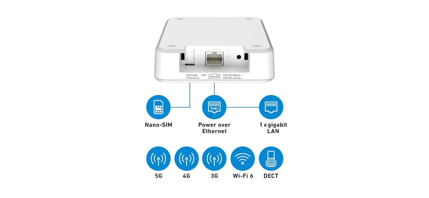 FRITZ!Box 6860 5G Router – WiFi 6 bis zu 3000 MBit/s, PoE+, DECT-Basis