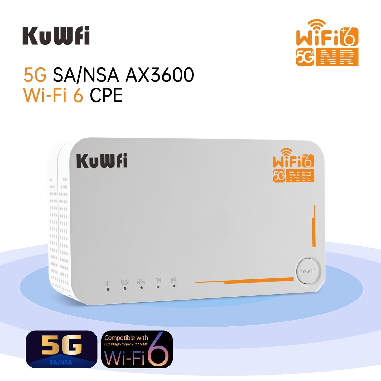 KuWFi 5G WiFi 6 Mobiler Router – AX3600 Dual-Band Hotspot mit SIM & eSIM, bis zu 2,5 Gbit/s