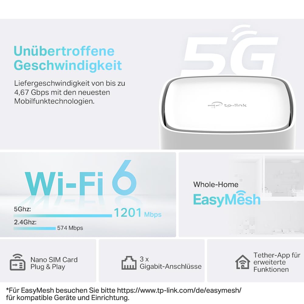 TP-Link Archer NX200 – LTE Wi-Fi 6 Router AX1800 mit SIM-Slot & Gigabit-Ports