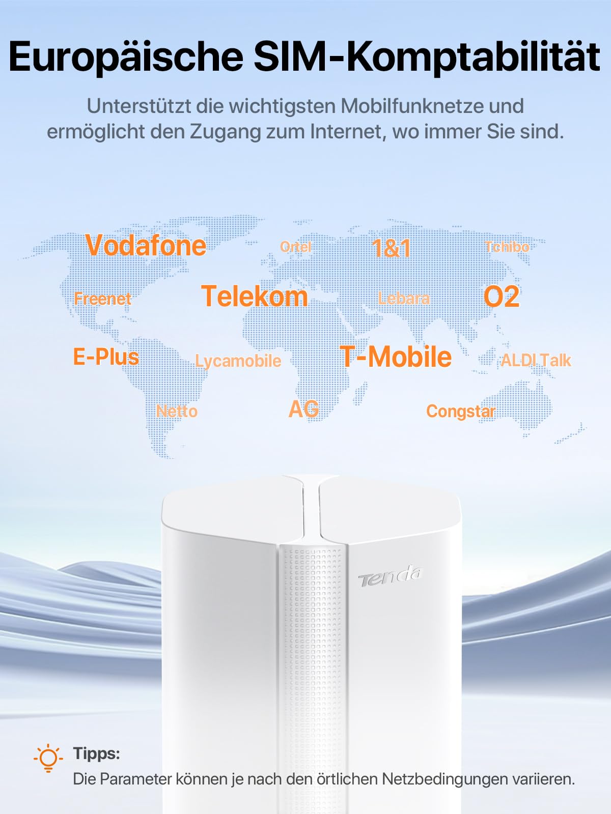 Tenda 5G01 – 5G Wi-Fi 6 Router für Nano-SIM mit Gigabit-Port & Mesh+