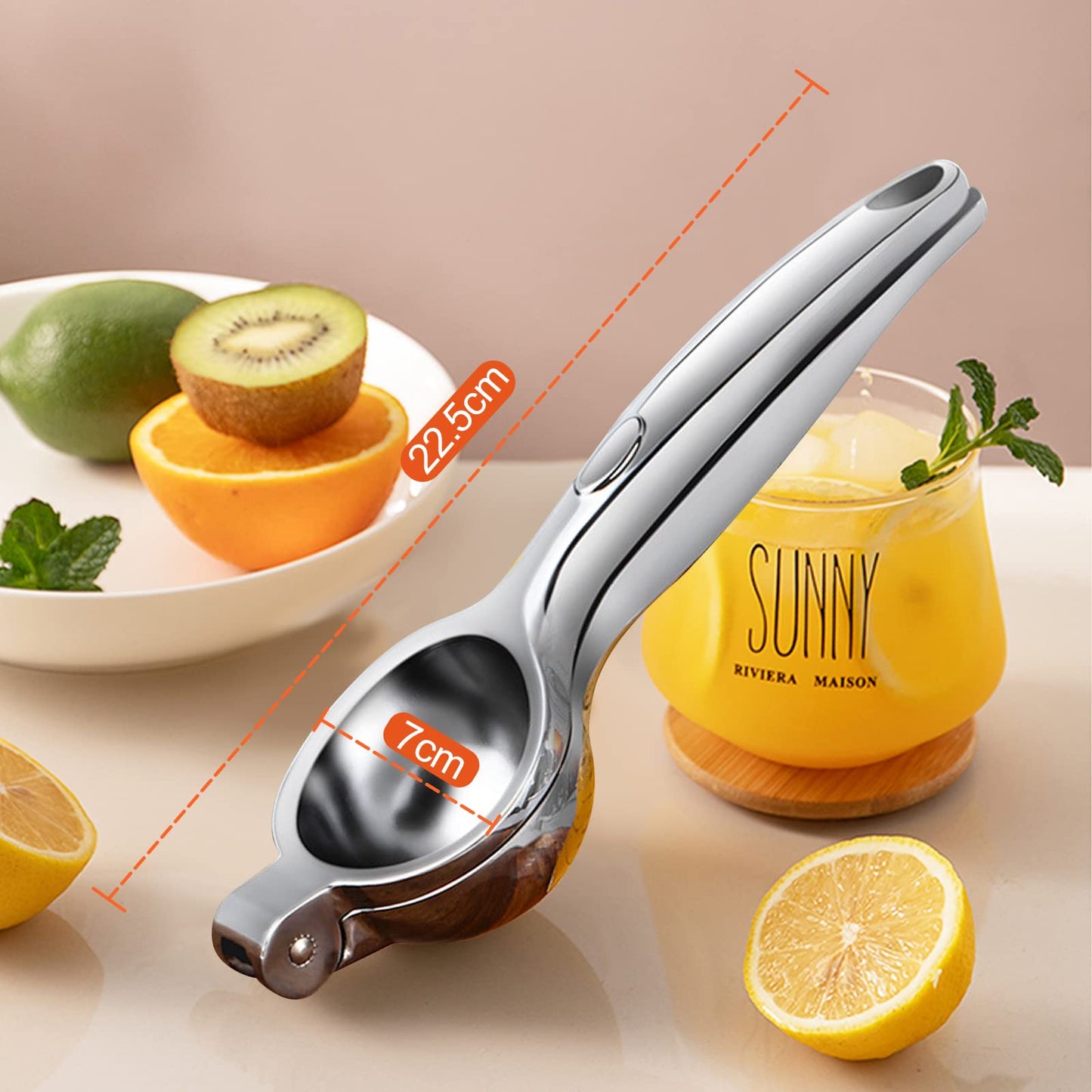 Relota Zitronenpresse 7 cm – Manuelle Saftpresse aus robustem Metall für Küche & Bar