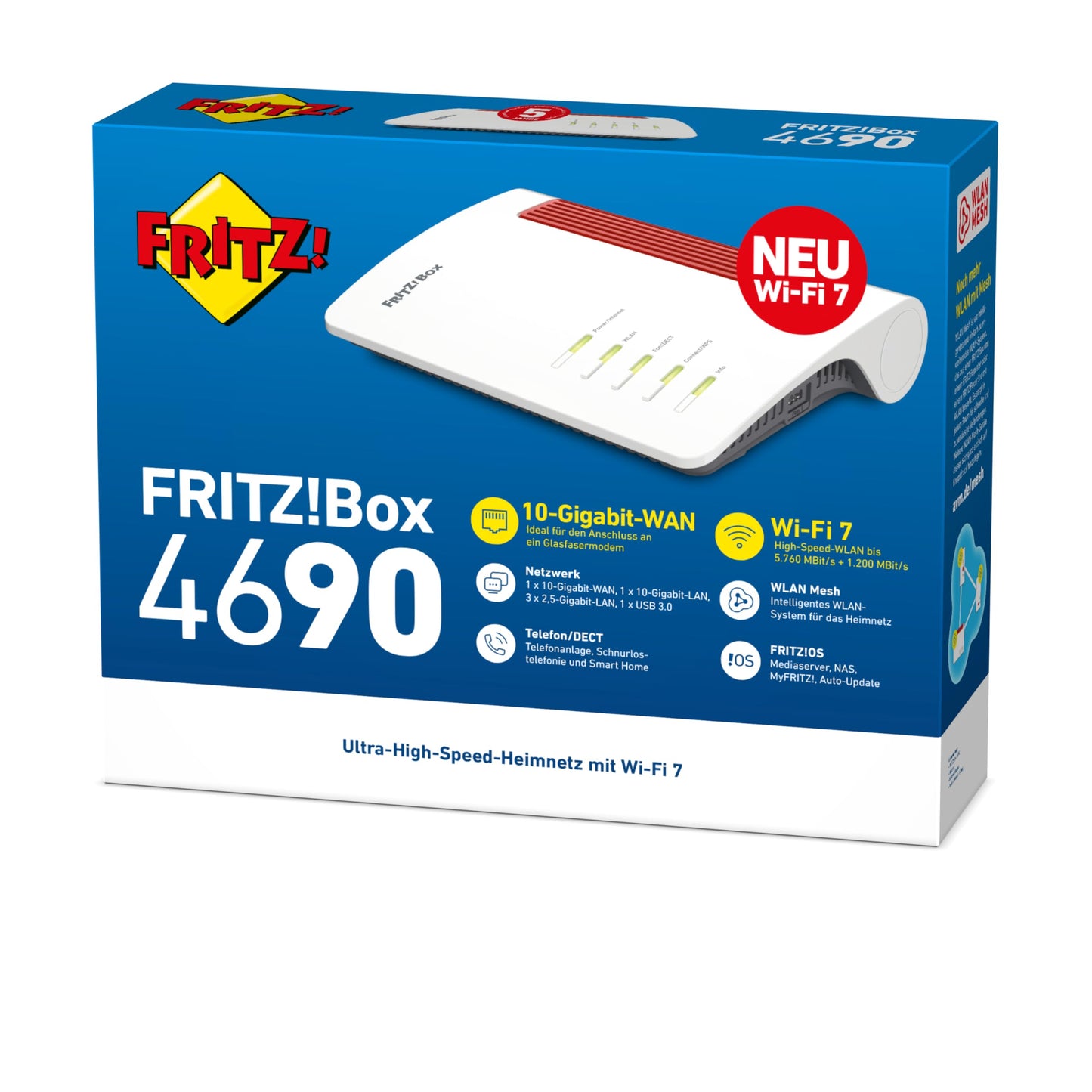 FRITZ!Box 4690 – Wi-Fi 7 Mesh Router für DSL, Kabel & Glasfaser mit Multi-Gig-Ports