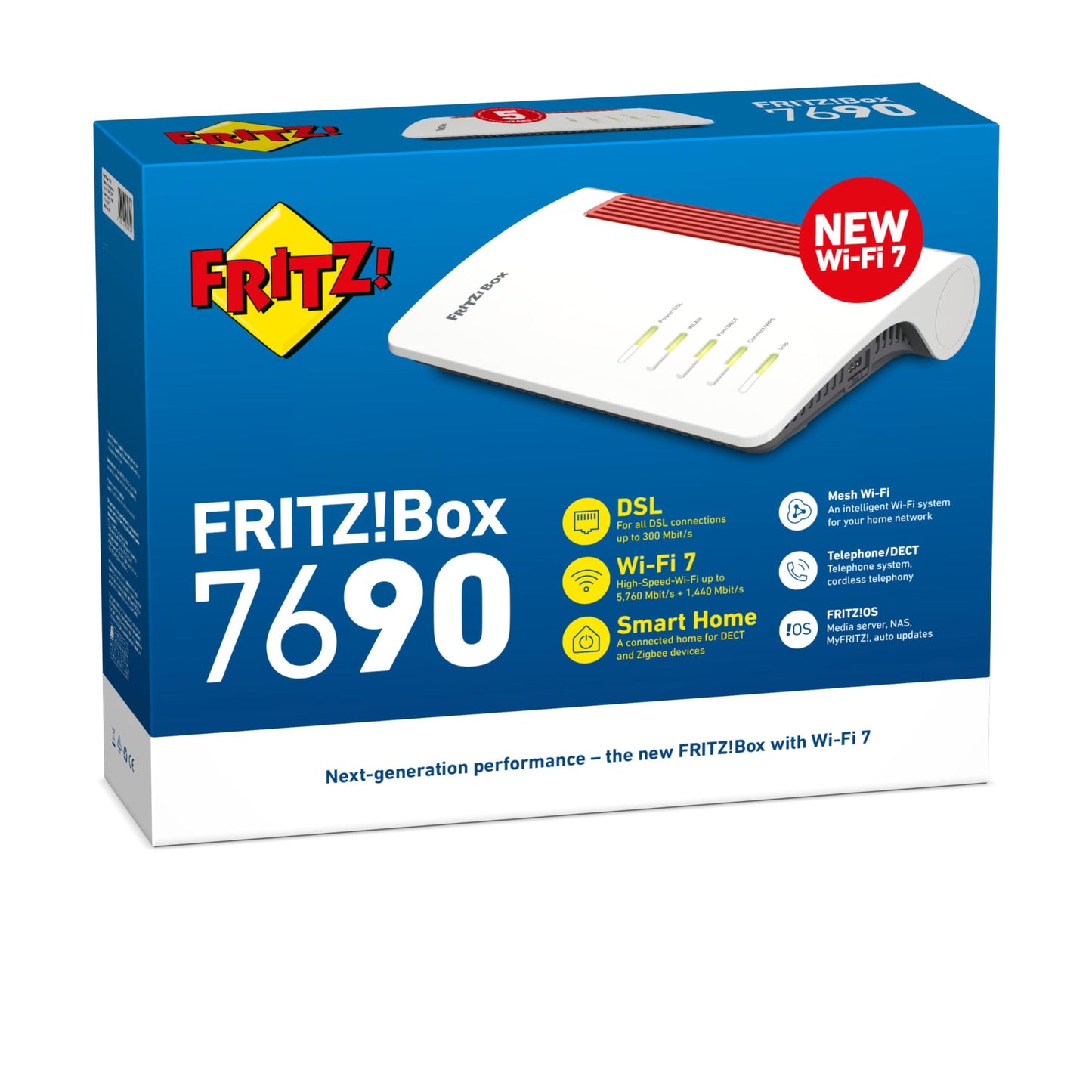 FRITZ!Box 7690 International – Wi-Fi 7 DSL Router mit Mesh & DECT-Basis