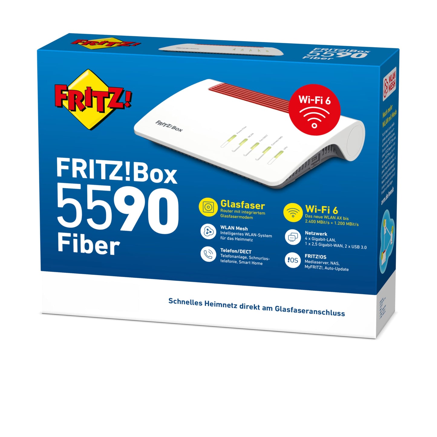 FRITZ!Box 5590 Fiber – Glasfaser-Router mit Wi-Fi 6, Mesh & 2.5G LAN-Port