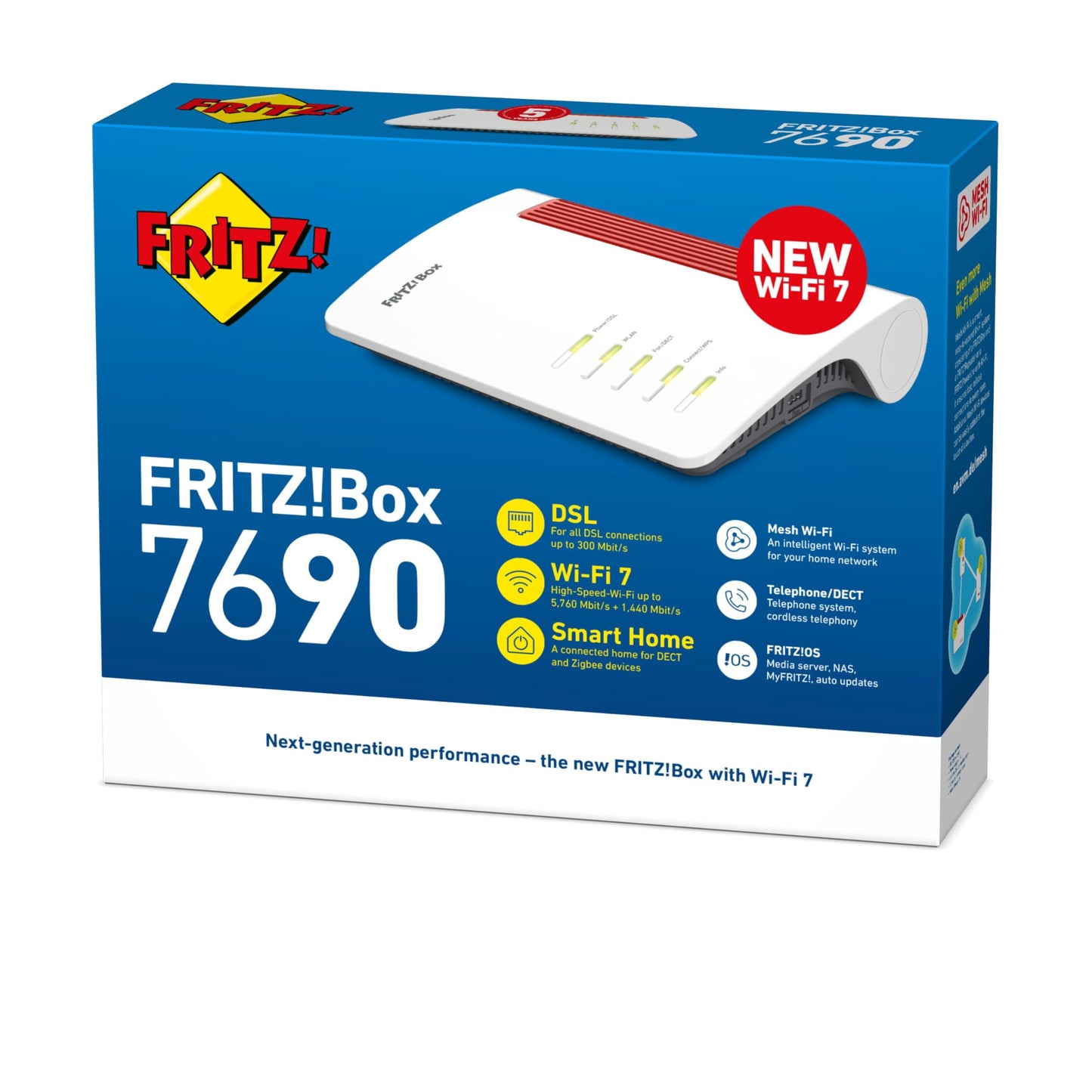 FRITZ!Box 7690 International – Wi-Fi 7 DSL Router mit Mesh & DECT-Basis