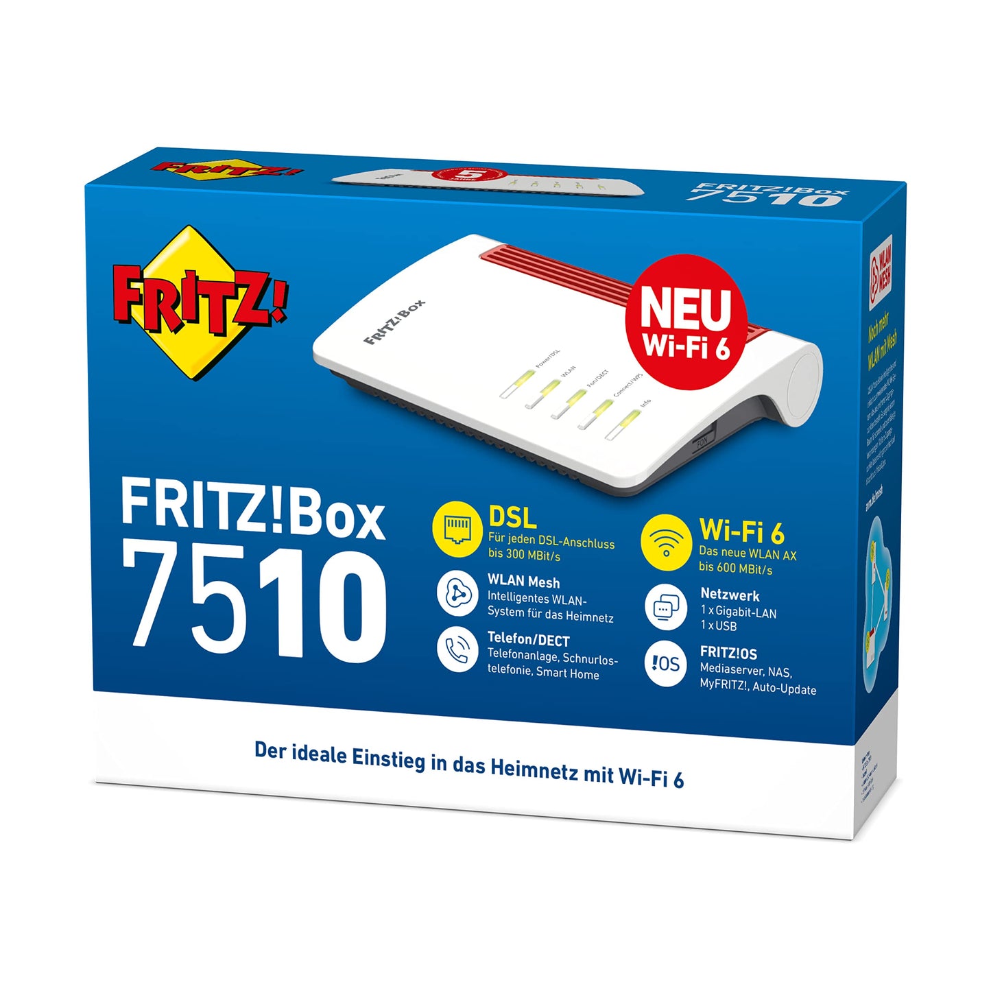 FRITZ!Box 7510 – WLAN Router mit Wi-Fi 6, VDSL Supervectoring & Mesh