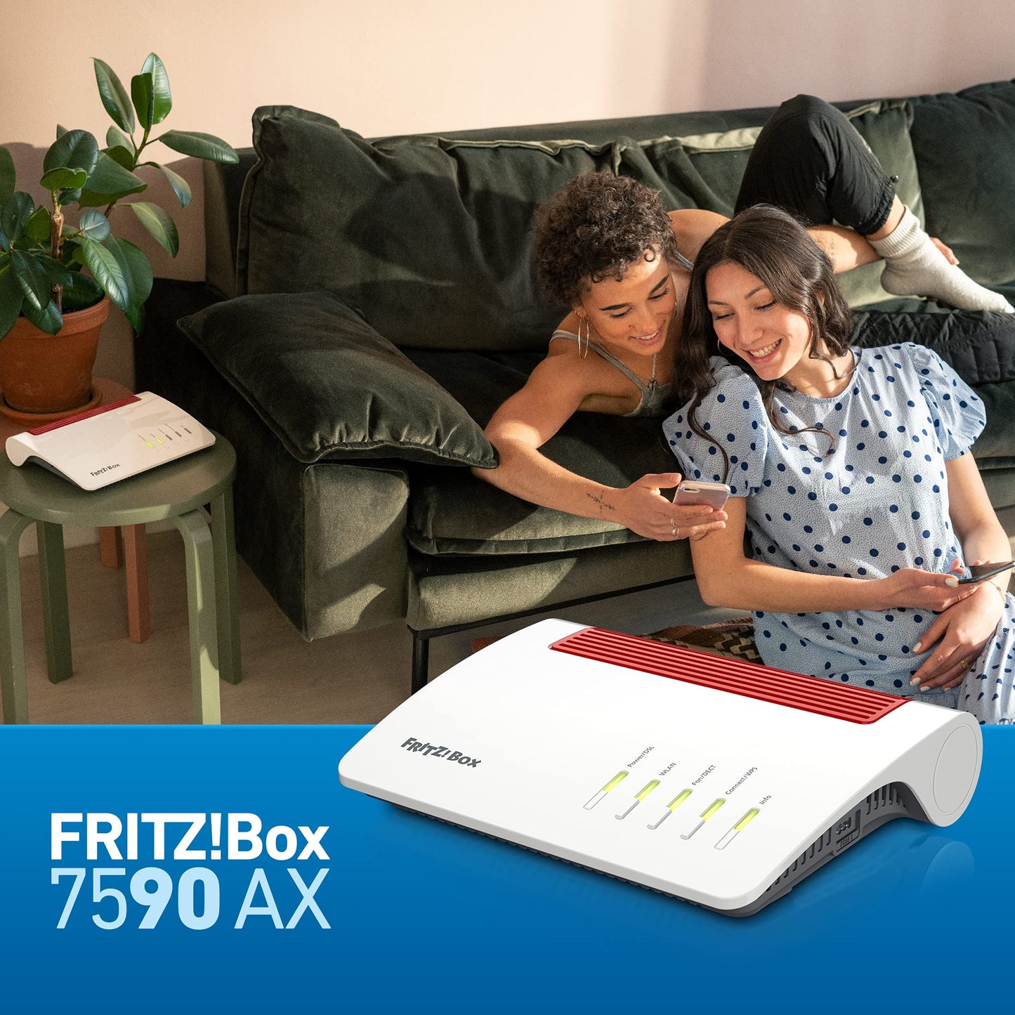FRITZ!Box 7590 AX – Wi-Fi 6 DSL-Router mit Mesh, DECT-Basis & Supervectoring