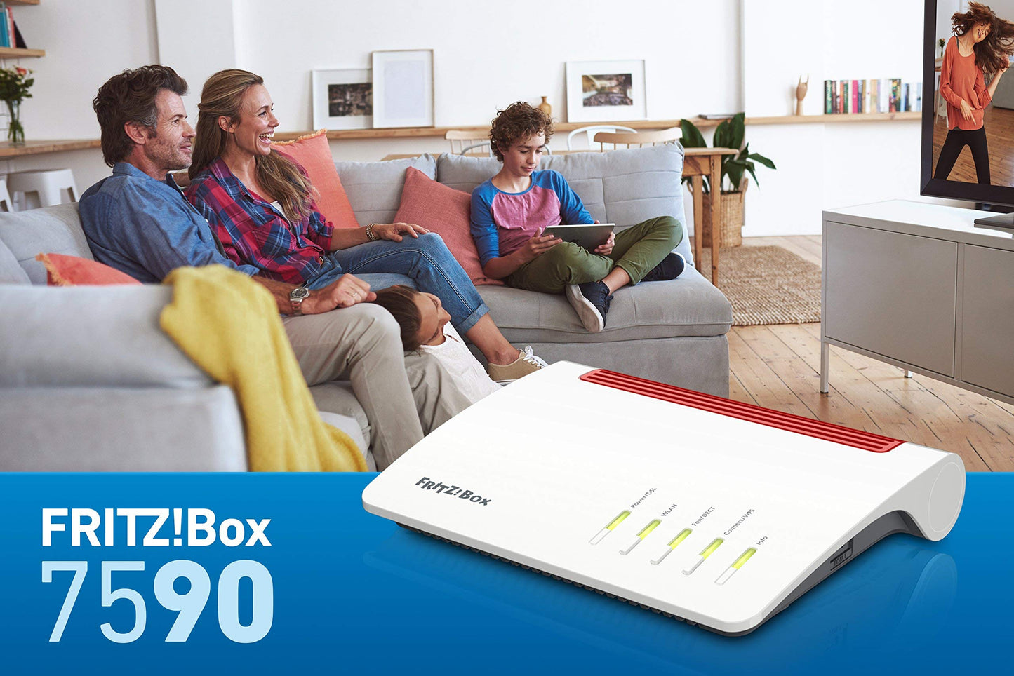 AVM FRITZ!Box 7590 Router – Dual-Band WLAN AC+N, VDSL/ADSL, DECT-Basis, Mediaserver