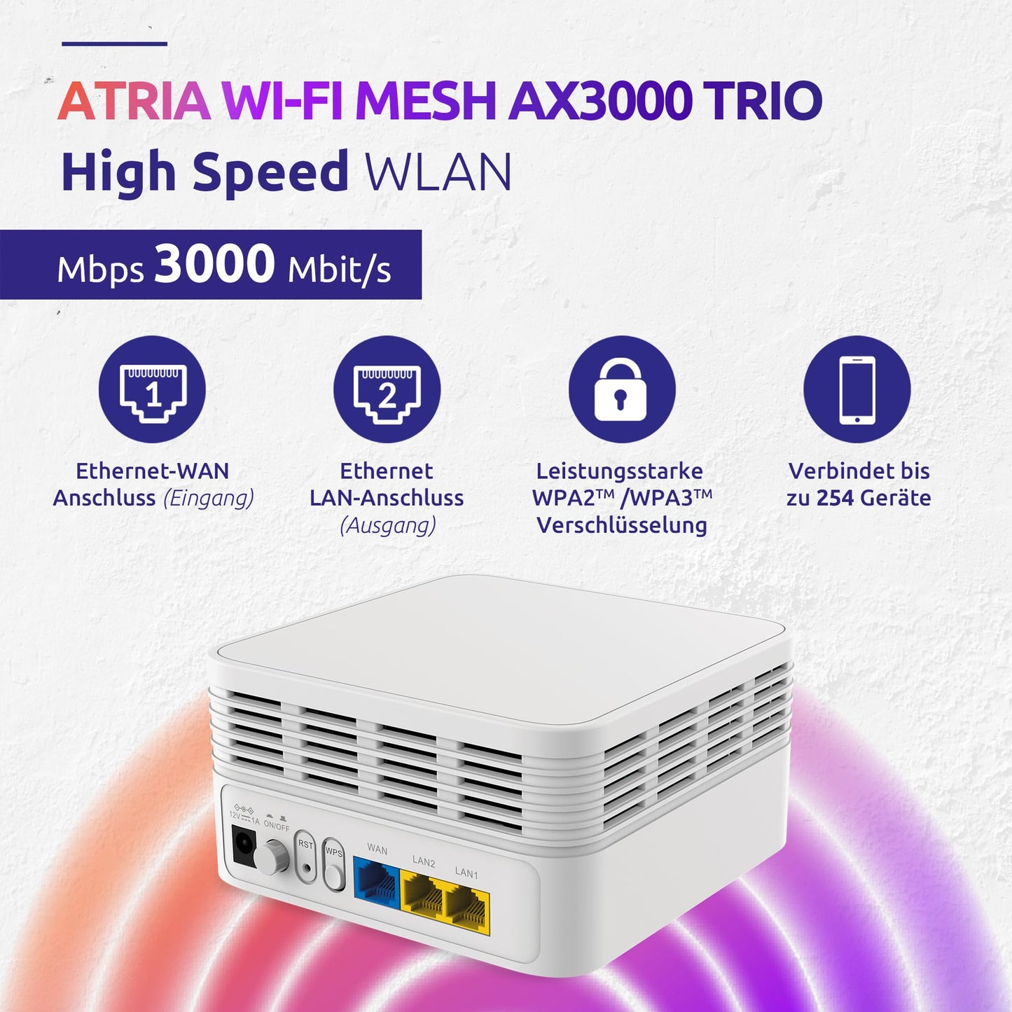 STRONG Atria Mesh AX3000 WiFi 6 Add-On Kit (3er-Pack) – Dual-Band Abdeckung, Gigabit-Ports, Weiß
