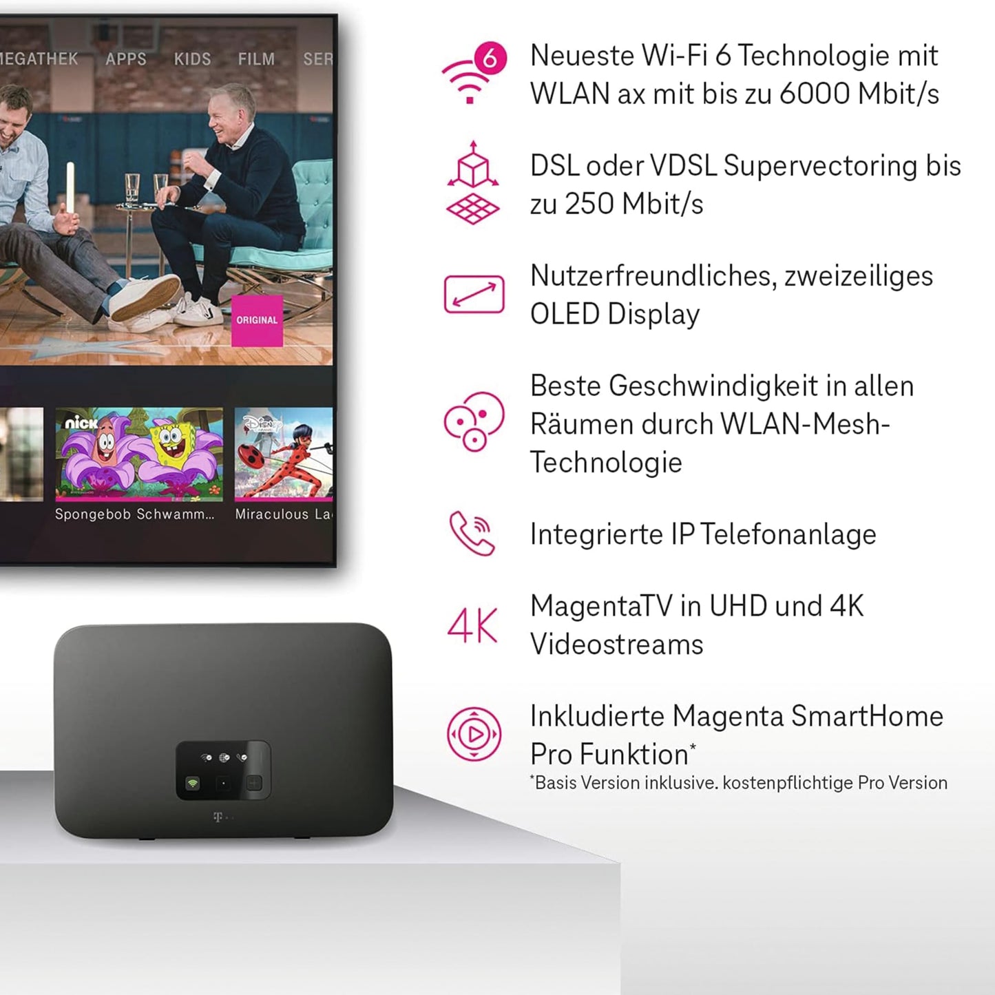 Deutsche Telekom Speedport Smart 4R WiFi 6 Mesh Router mit smarter WiZ Lampe – Starter-Set für Zuhause
