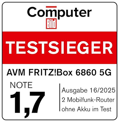 FRITZ!Box 6860 5G Router – WiFi 6 bis zu 3000 MBit/s, PoE+, DECT-Basis