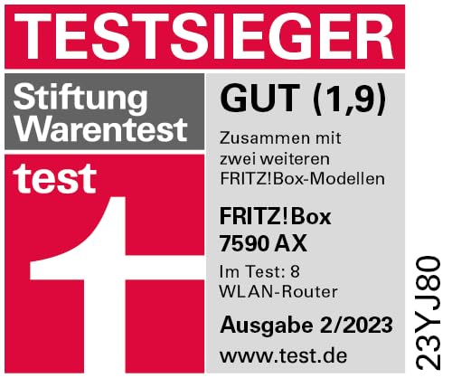 FRITZ!Box 7590 AX – Wi-Fi 6 DSL-Router mit Mesh, DECT-Basis & Supervectoring