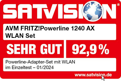 FRITZ!Powerline 1240 AX Set – Gigabit-Powerline mit Wi-Fi 6 Access Point