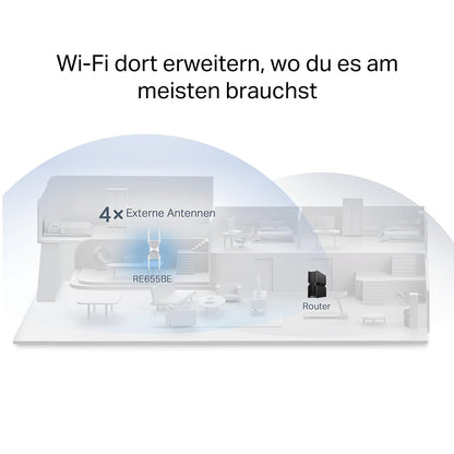 TP-Link RE655BE Tri-Band WiFi 7 Repeater – BE9300, EasyMesh, 2.5G LAN, WPA3