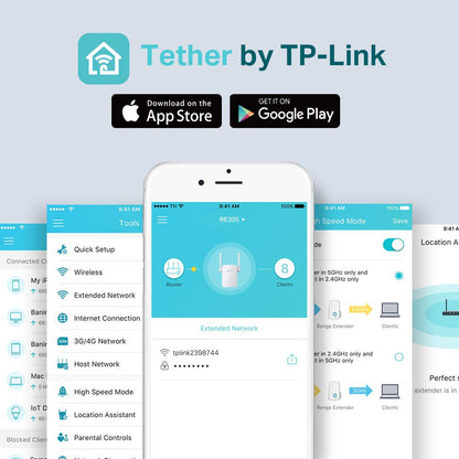 TP-Link RE305 – WLAN Repeater AC1200, Dualband, flexible Antennen, App-Steuerung