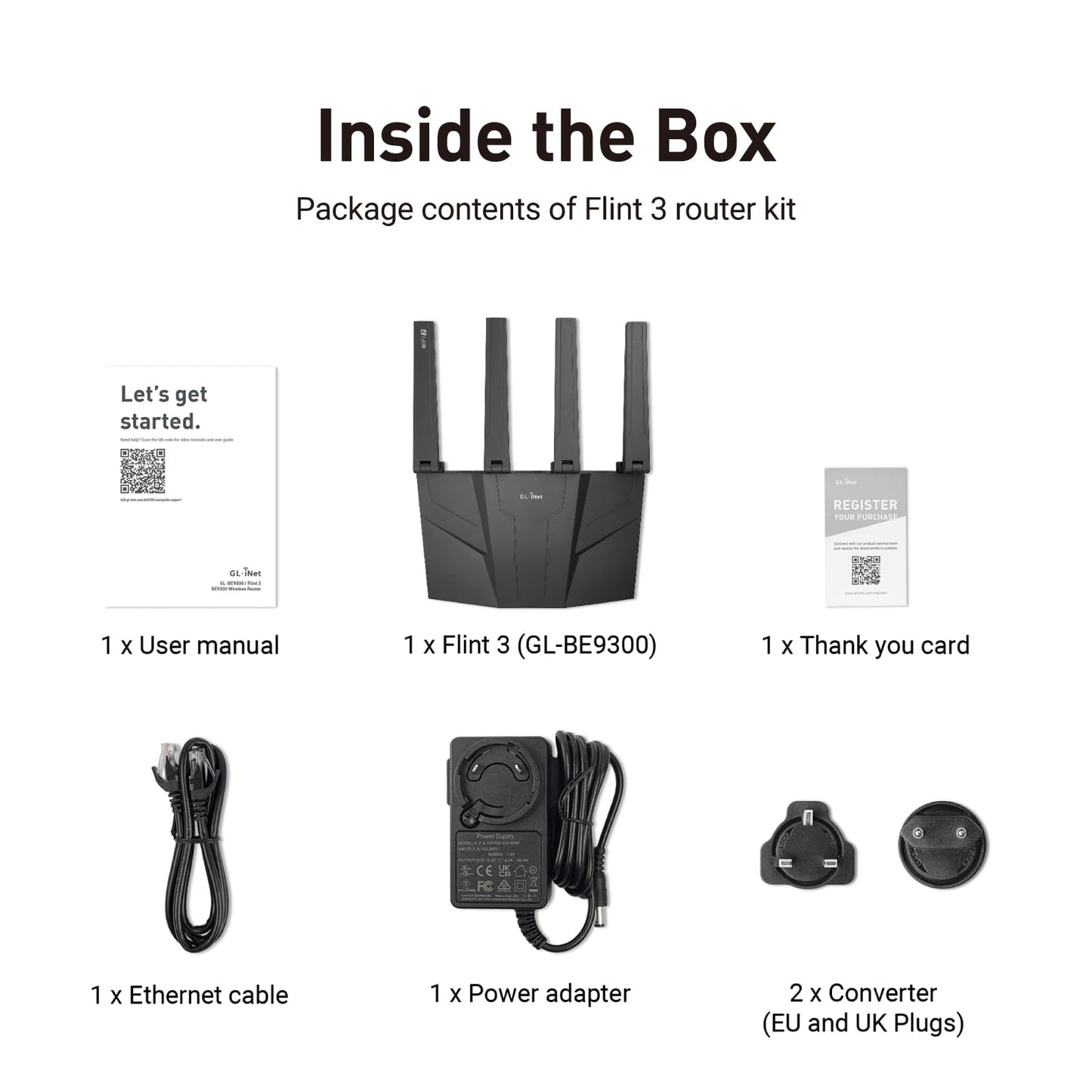 GL.iNet GL-BE9300 Flint 3 Tri-Band WiFi 7 Router – 5×2.5G Ports, 6 GHz, VPN, Gaming & Home