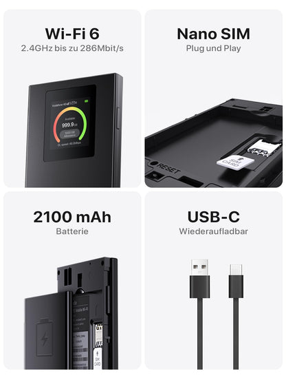 Tenda 4G LTE Router – Mobiler WLAN Router mit Akku, SIM-Slot, Hotspot, bis 150 Mbit/s