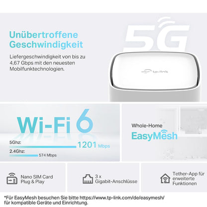 TP-Link Archer NX200 – LTE Wi-Fi 6 Router AX1800 mit SIM-Slot & Gigabit-Ports