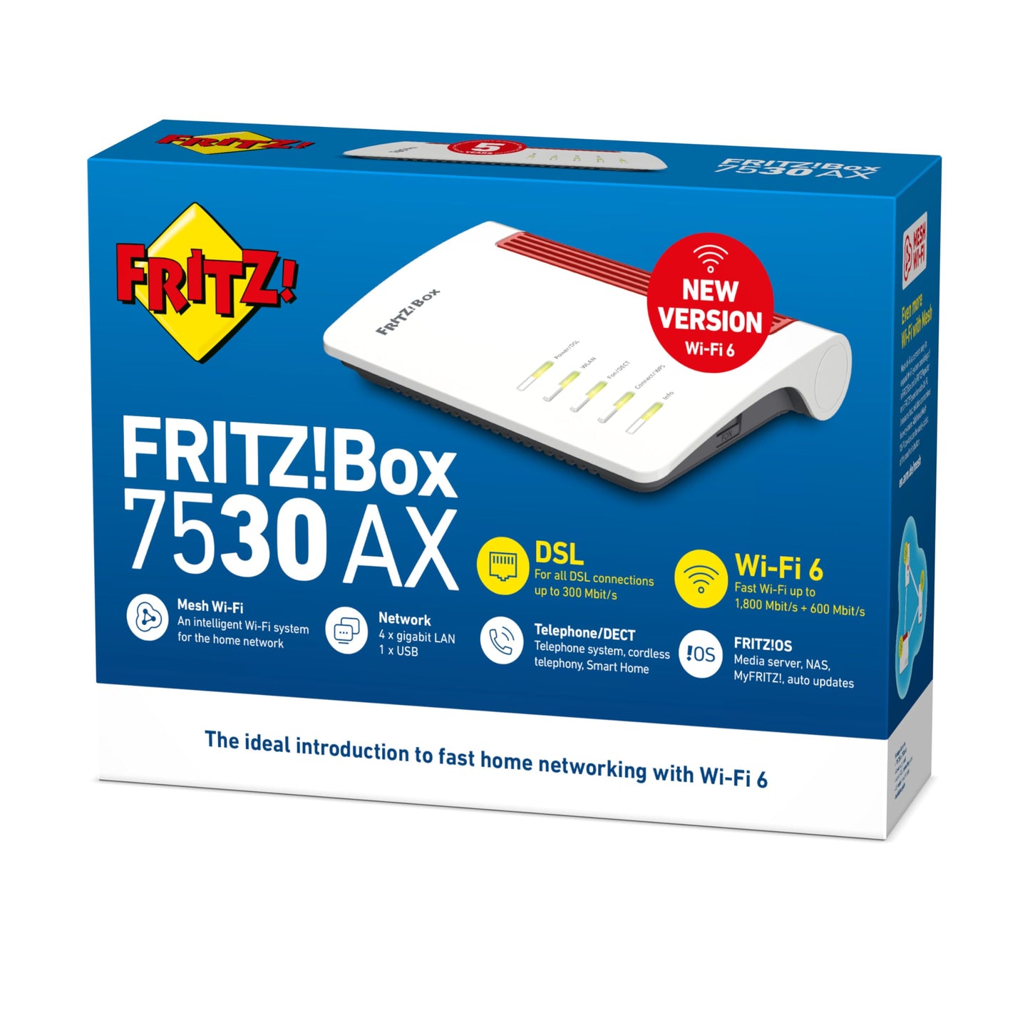 FRITZ!Box 7530 AX International – Wi-Fi 6 DSL Router mit Mesh & DECT-Basis