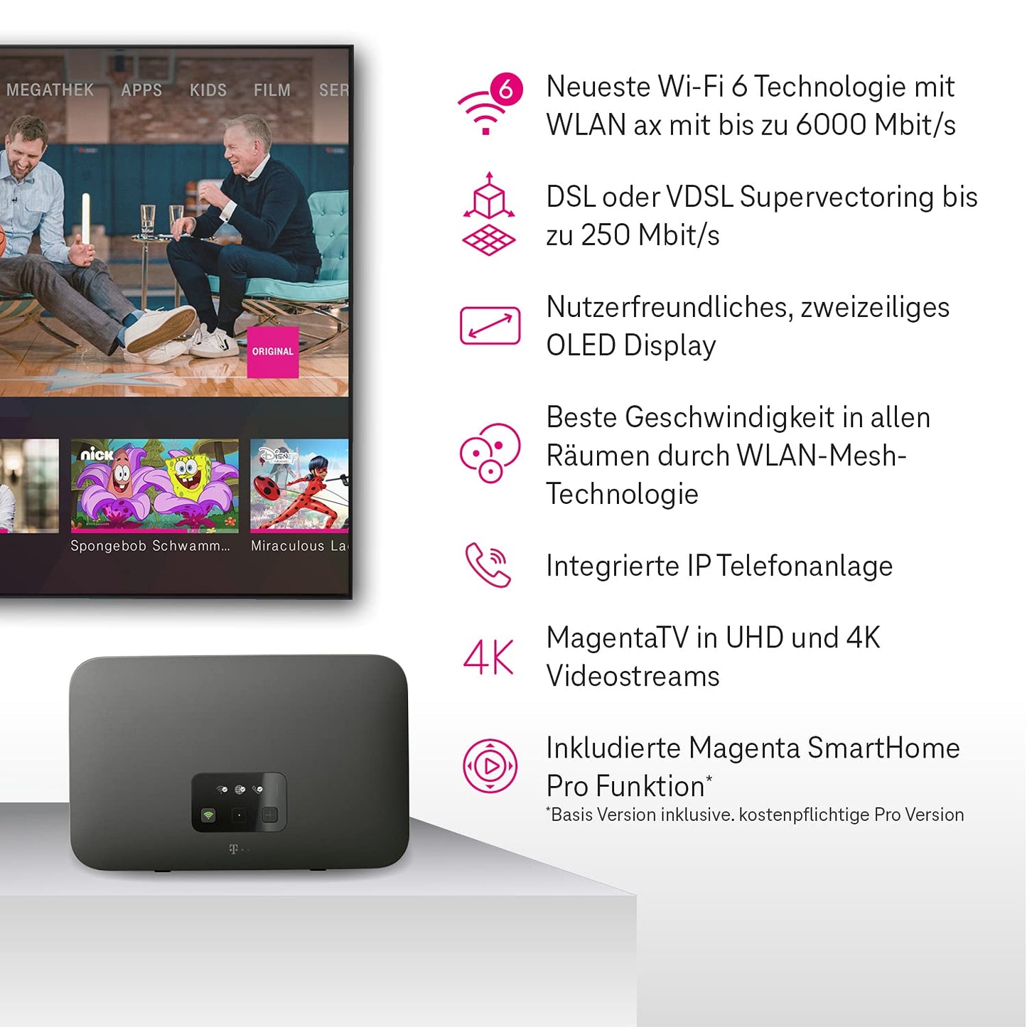 Telekom Speedport Smart 4 – Wi-Fi 6 Mesh Router mit SmartHome & DECT-Basis