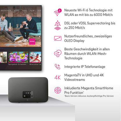 Telekom Speedport Smart 4 – Wi-Fi 6 Mesh Router mit SmartHome & DECT-Basis