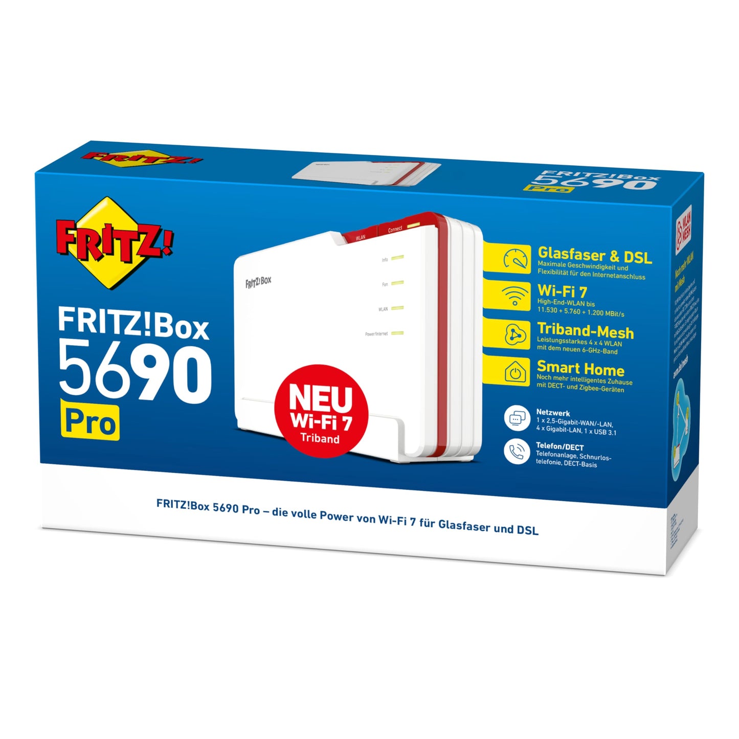 FRITZ!Box 5690 Pro – Premium WLAN Router mit Wi-Fi 7, Glasfaser & DSL