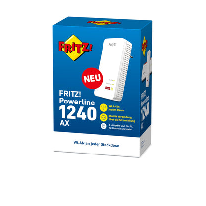 FRITZ!Powerline 1240 AX Set – Gigabit-Powerline mit Wi-Fi 6 Access Point