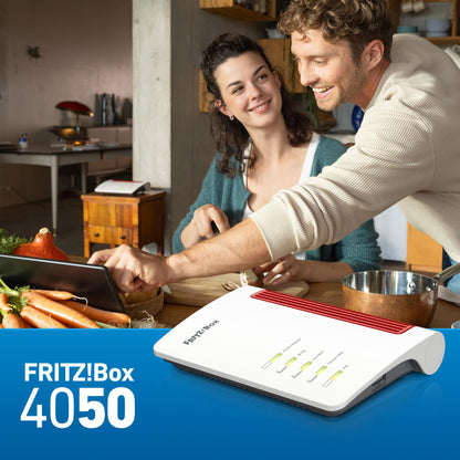 AVM FRITZ!Box 4050 – Wi-Fi 6 Dual-Band Router mit Mesh, DECT & Medienserver