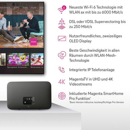Deutsche Telekom Speedport Smart 4R WiFi 6 Mesh Router mit smarter WiZ Lampe – Starter-Set für Zuhause